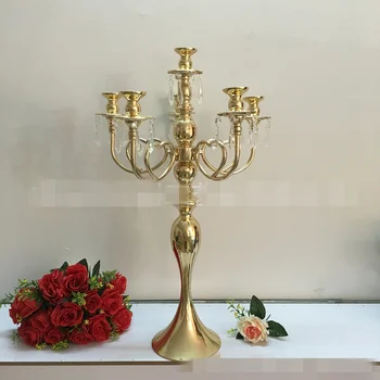 

10pcs )75cm tall 0Dinner Party And Formal Event Wedding Centerpiece Gold 5 Heads Candle Candelabra