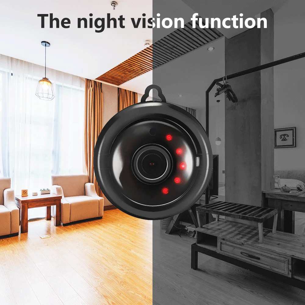 IP Camera, WiFi Camera Mini Camera with Infrared Night Vision 2-Way Audio  Motion Tracker CCTV P2P Home Security (Hook Type）