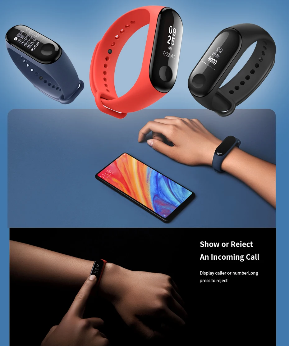 Origina Xiaomi mi band 3 глобальная версия фитнес-браслет трекер пульсометр mi band 3 Смарт-браслет для Android IOS