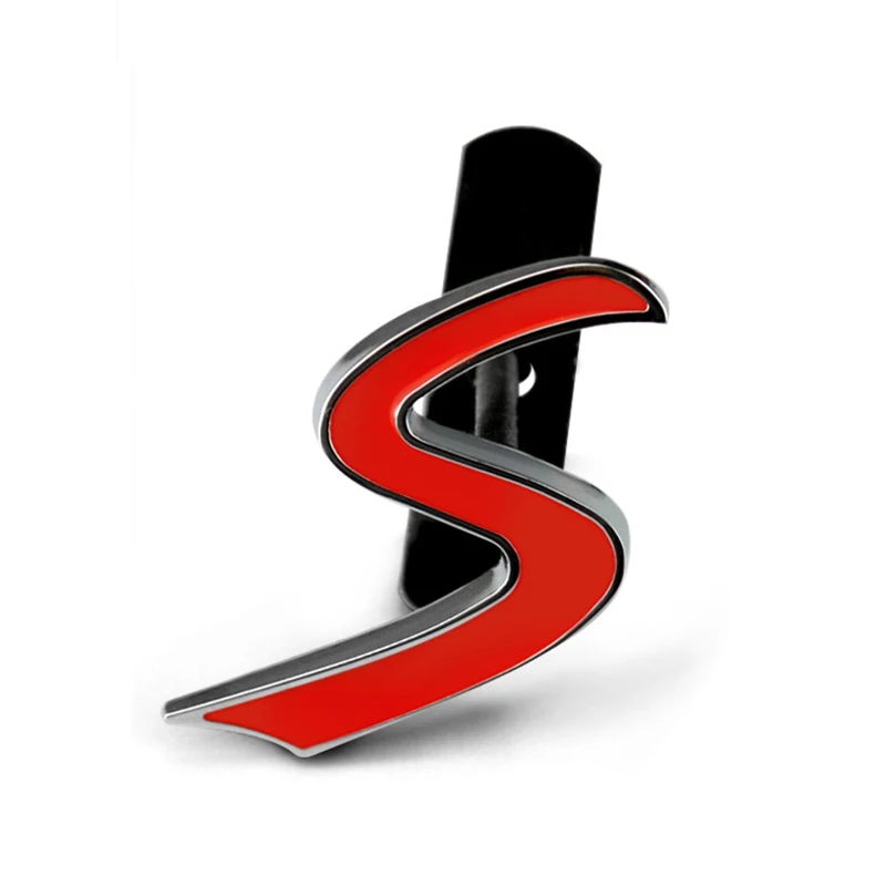 HEINMO 3D Red S Badge Metal Emblem – For Mini Cooper S R55 R56 R60 F56 – Grille/Boot/Fender – Zinc Alloy – Gloss Red+Black
