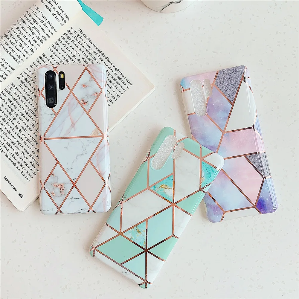 Phone Cases For Huawei P30 Lite Case Cover P20 Pro Marble Soft IMD Electroplated Back Capa Fundas |