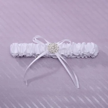 

Chic Satin With Ribbons Rhinestone Wedding Garters