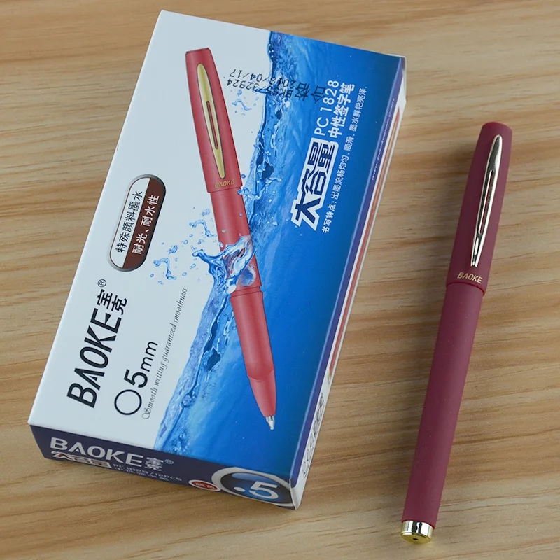 12 шт BAOKE 0,5 мм/0,7 мм/1 мм матовый Гель-лак ручка для школы ручка для заправки большой емкости черные гелевые чернила для офиса школьные принадлежности стационарные - Цвет: 0.5mm red 12pcs