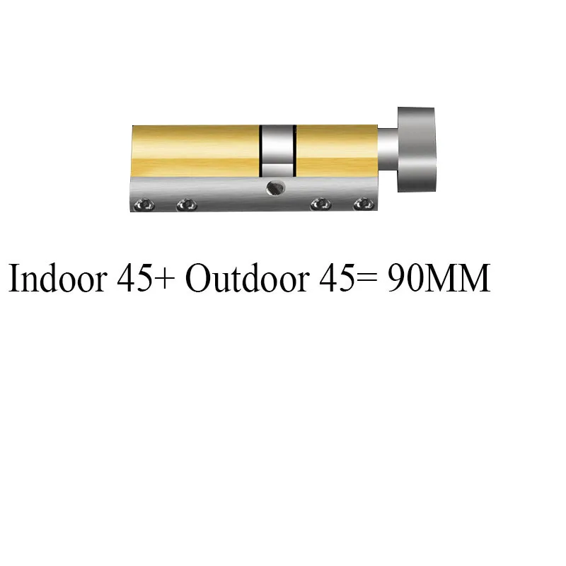 Дверной цилиндр 60 65 70 75 80 85 90 мм безопасности медный замок цилиндр интерьер спальня гостиная ручка латунный замок безопасности двери - Цвет: 2  90MMP4