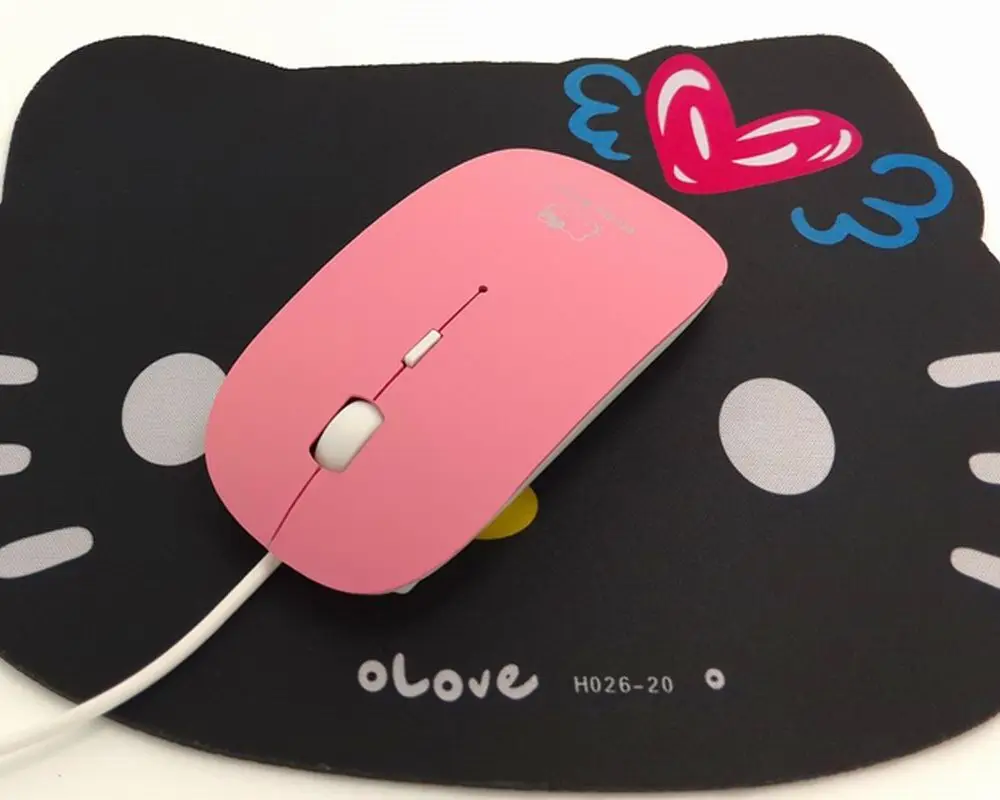 Мультяшный дизайн Проводная оптическая розовая мышь Kitty мышь Mause для ноутбука ноутбук компьютер детский подарок