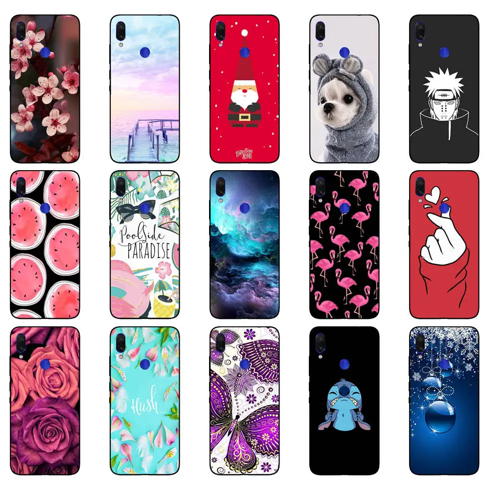 Untuk Xiaomi Redmi Note 7 Hitam Case Silikon Lembut Funda untuk Xiaomi Redmi Catatan 7 Hitam TPU Case Pelindung 6.3 