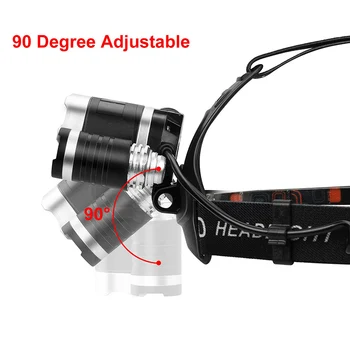 T20 LED Headlamp High Lumen 3/5 LED Light Ultra Bright Headlight USB Rechargeable 4 Modes Flashlight Waterproof  Fishing Hunting 3