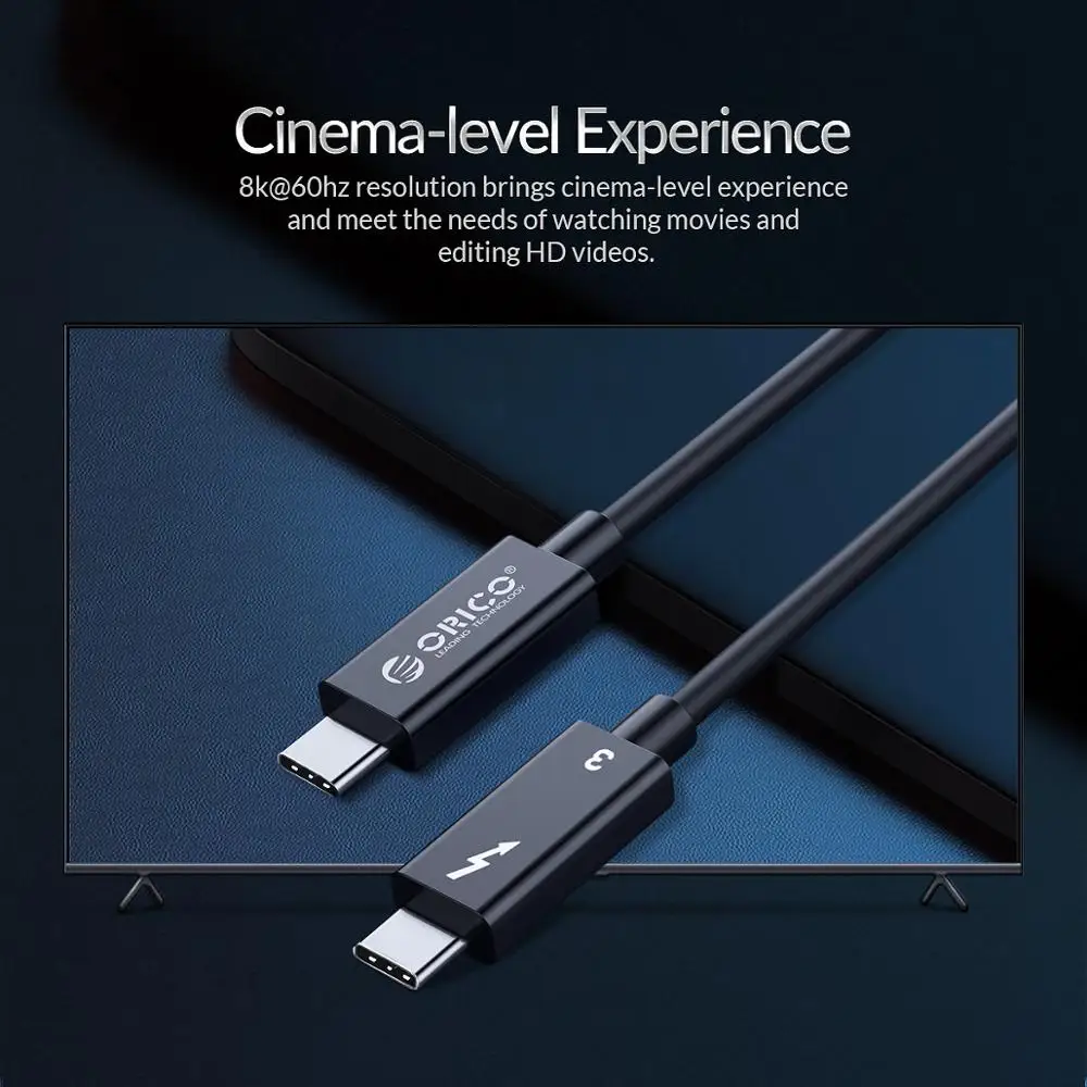 Кабель ORICO Thunderbolt 3 USB Type C 8K60Hz HD 5A PD100W 3|Кабели для мобильных телефонов| |