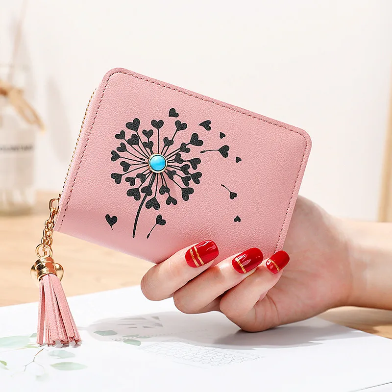 

Heart Shaped Tassel Women Wallets Small Leather Women Purse Ladies Card Bag for Women 2020 Summer Female Purse Money Clip Wallet