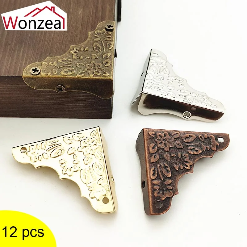 12pcs Decorative Jewelry Wine Gift Wood Box Picture Frame Corner Protector Guard 