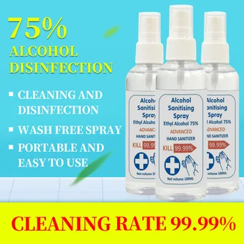 

100ml Disinfection Rine-free Hand Sanitizer 75% Alcohol Spray Portable Disposable Prevention Hand Sanitizer