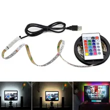 1 м 3 м 5 м IP20 3528 SMD DC 5 в USB зарядное устройство источник питания светодиодный светильник RGB пульт дистанционного управления USB кабель адаптер Светодиодный светильник Декор
