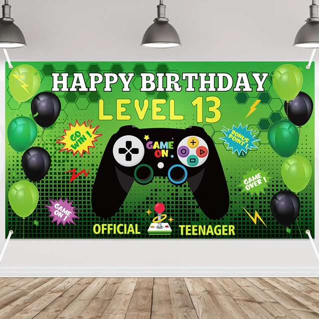 Level 13 Video Game Happy Birthday Backdrop Banner Party Decor Supplies St.  Patrick's Day Controller Balloons Background Poster - Realistic Reborn  Dolls for Sale