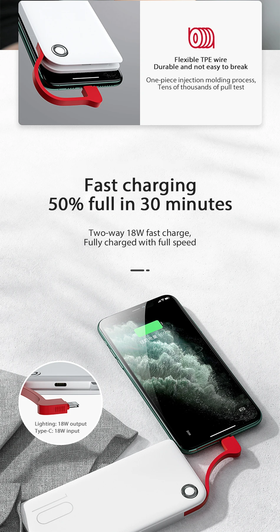 Benks power Bank MFi Lightning Cable PD Быстрая зарядка для iphone X XS XR 8 8P USB повербанк для huawei Внешнее зарядное устройство