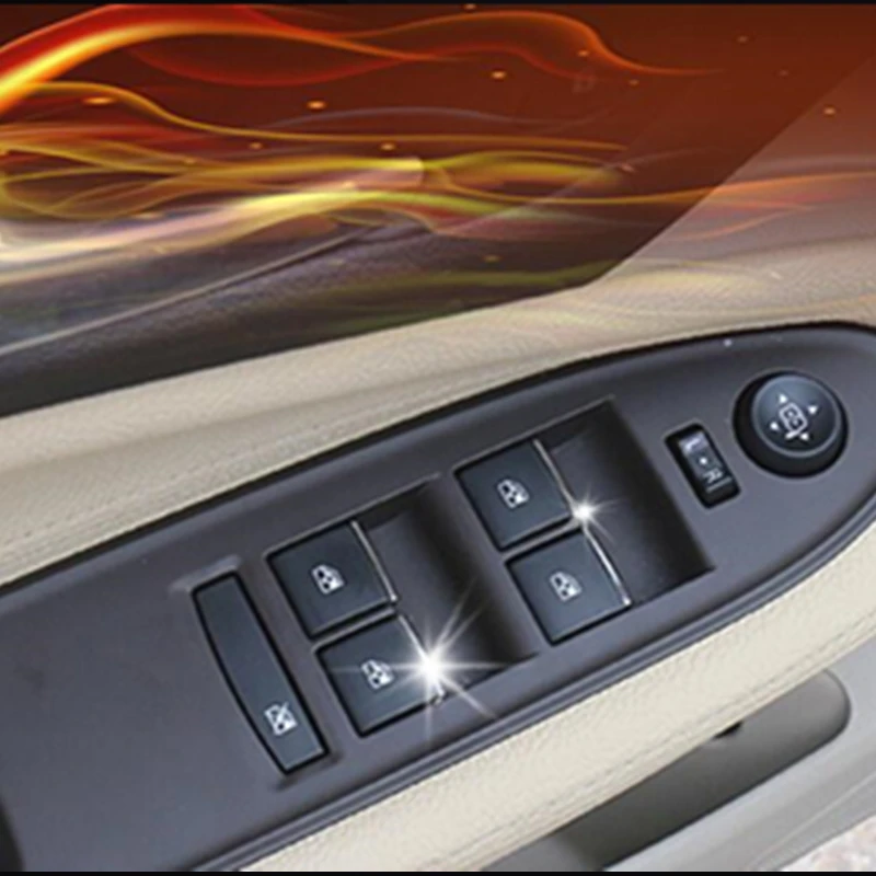 

For Cadillac Series Car Styling Window Lift Switch Button Stick ABS Chrome Trim Decoration Accessories Door Cover Interior 7pcs