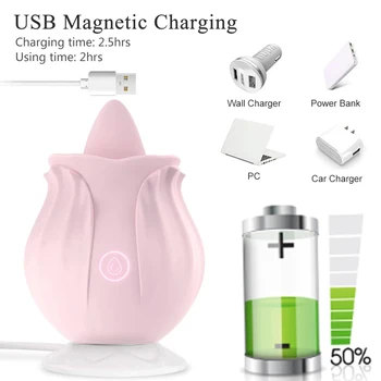Rose Flower Tongue Vibrator 10 Vibration Modes Silicone Waterproof Sexual Toy for Women Sexy Toys Vibrator 3