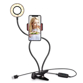 

2 IN 1 Phone Holder Tripod Selfie Flash 3 Modes LED Ring Light Mobile Phone Holder Adjustable Aluminum Alloy Mount Live Video