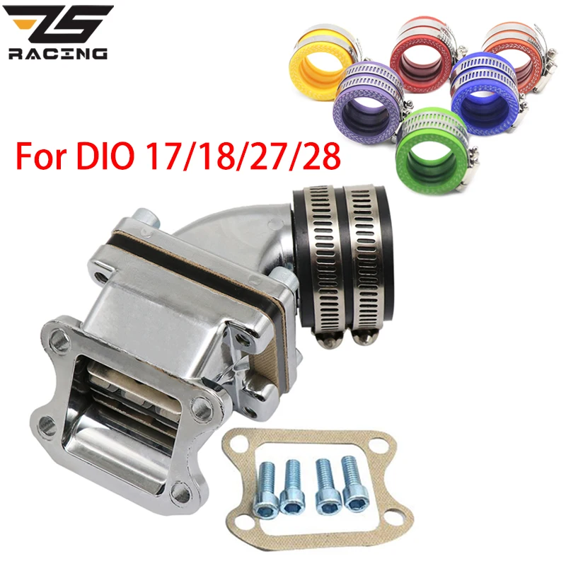 ZS Racing High Performance Carb Inlet Manifold Intake Pipe + 35mm Carburetor Interface For DIO 17/18/27/28 50cc 90cc 2T Scooter |