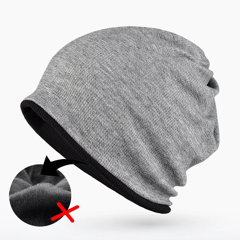 CAMOLAND модные вязаные шапочки Beanie для мужской на зиму и осень шотландская шапочка с защитой Теплая Флисовая шапка мужские спортивные для улицы Beanie шапки - Цвет: Grey No Fleece