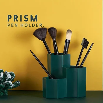 

Nordic Hexagonal 3 Grid Pen Holder Cosmetic Storage Box Multi-function Prism Office Stationery Makeup Brush Storage Case