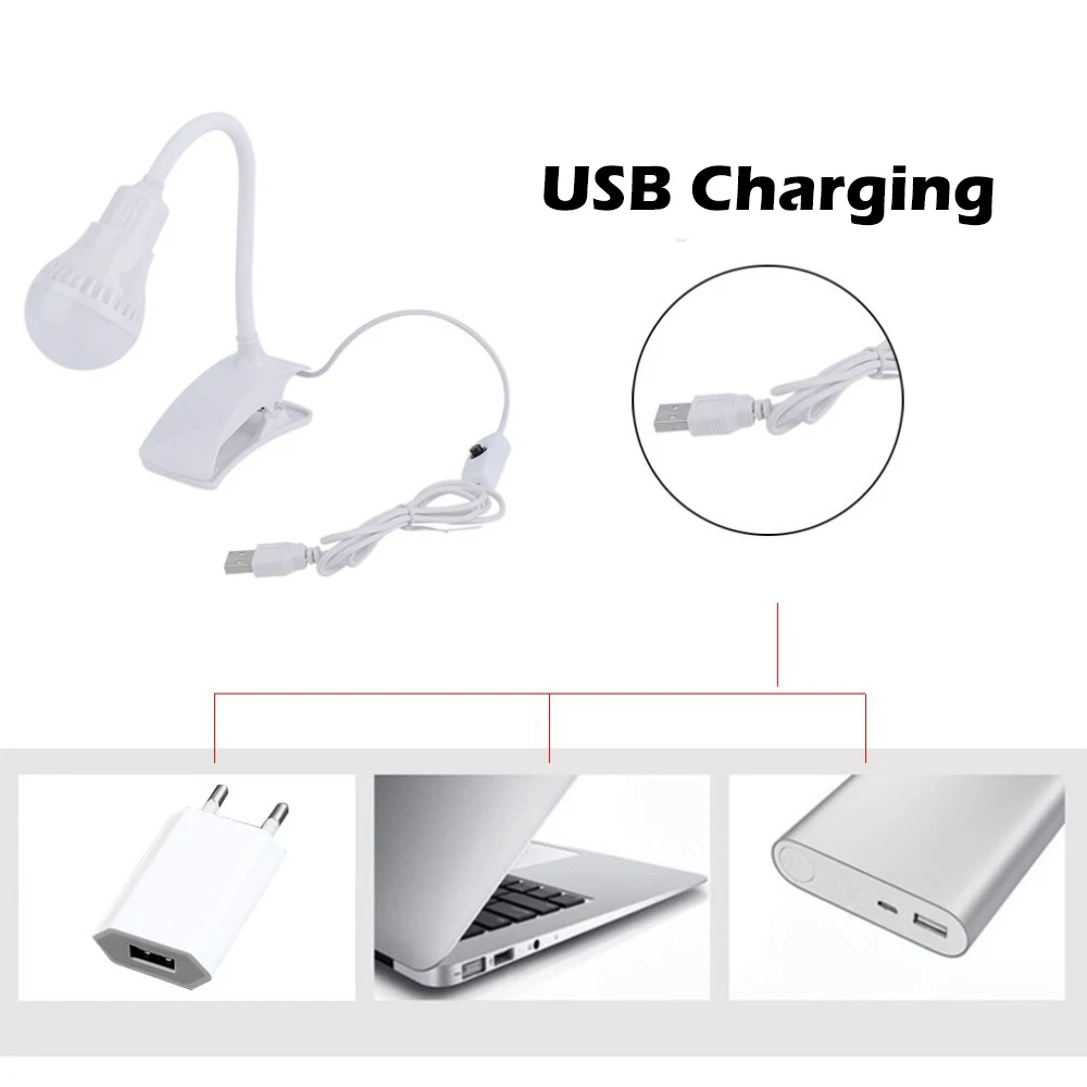 Светодиодный светильник на прищепке супер яркий Настольный с USB-портом для