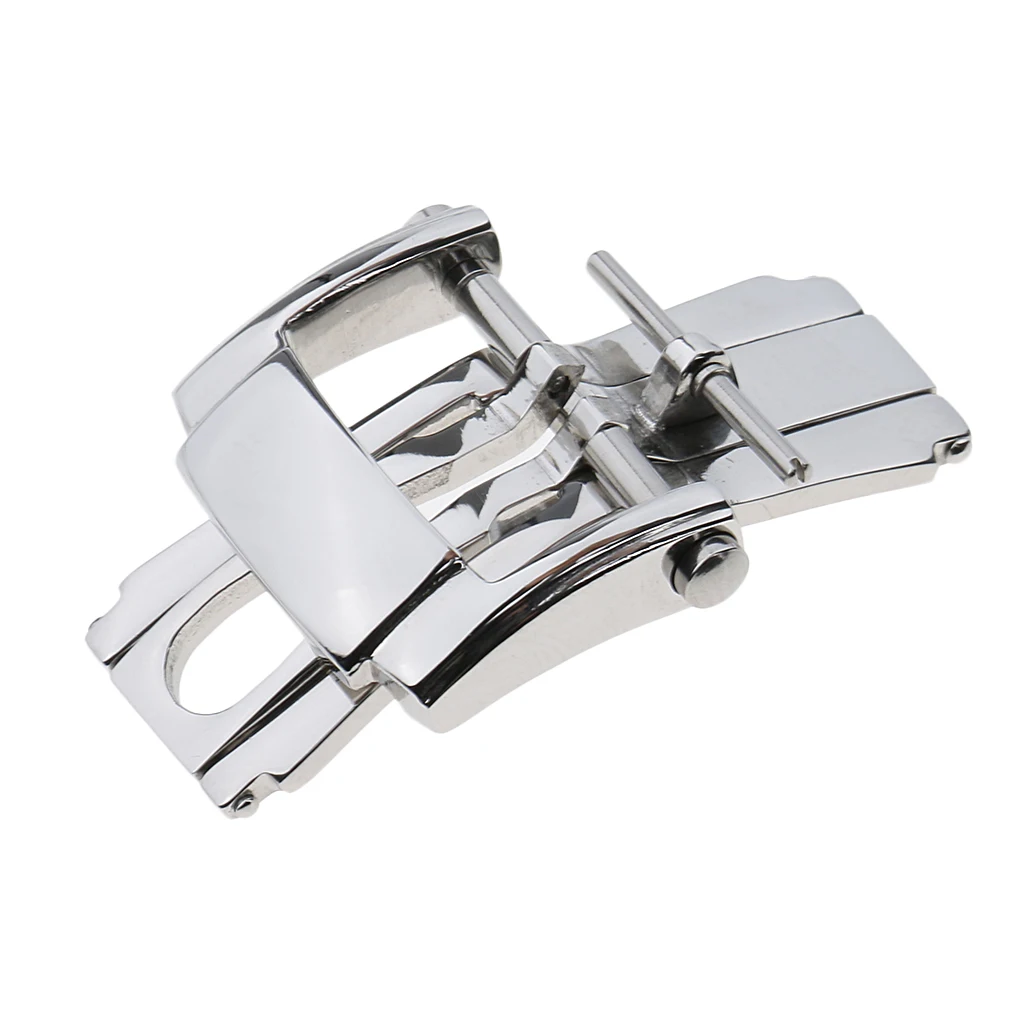 Silver Polished Stainless Steel 18mm Deployment Watch Strap Buckle Clasp