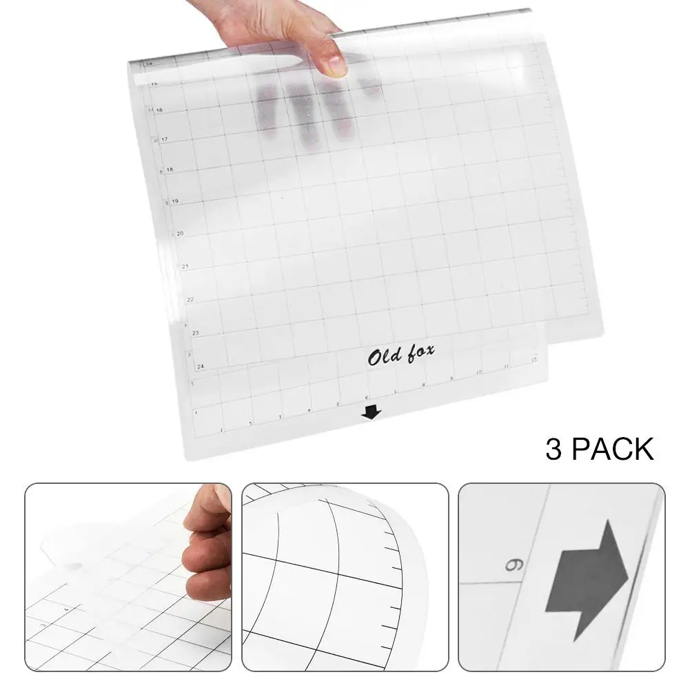 

New 3Pcs Replacement Cutting Mat Transparent Adhesive Mat With Measuring Grid 8 By 12-Inch For Silhouette Cameo Plotter Machine