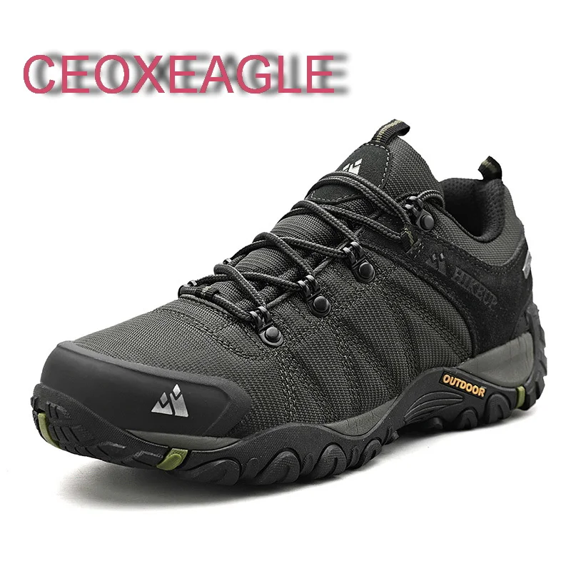 

Men Outdoor Waterproof Boot High Quality Men Outdoor Hiking Shoes Leather Anti-skid Breathable Climbing Trekking Hiking Sneakers