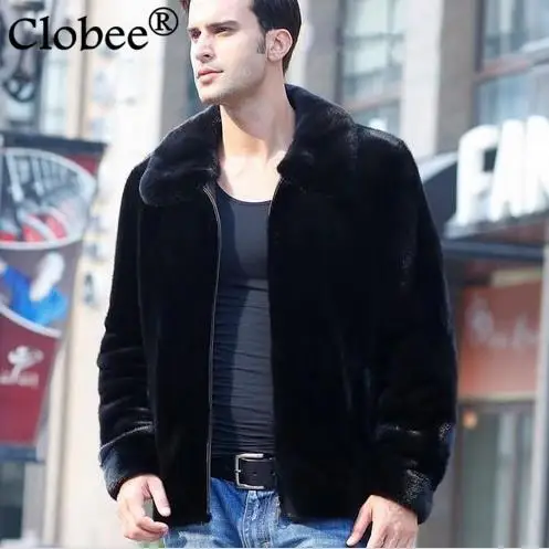 Plus size suede fur coatman 2019 new arrival winter long sleeve thicken warm faux mink jackets coats black casual coat WR651 | Мужская