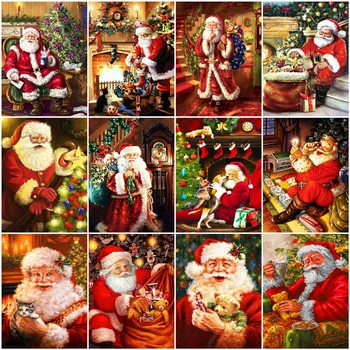 

AZQSD DIY Unframe Painting By Numbers Santa Claus Home Decoration Pictures By Numbers On Canvas Cartoon Christmas Gift