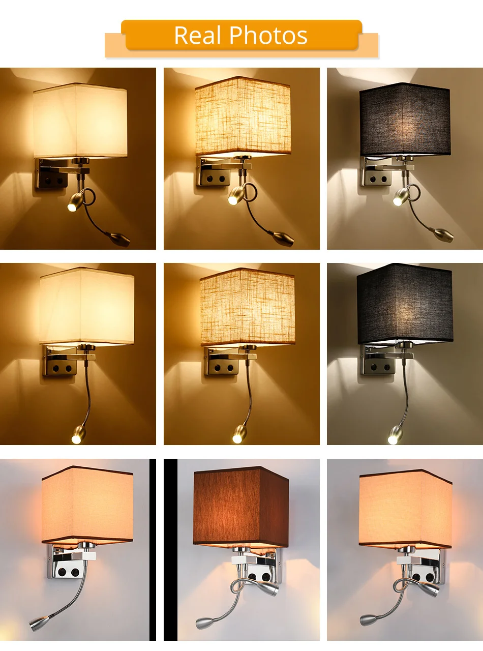 Wall Lamp Sconce Switch Stairs Light Luminaires Fixture E27 Bulb Bedroom Decor Bathroom Modern Bedside Lighting Wall Mounted (18)