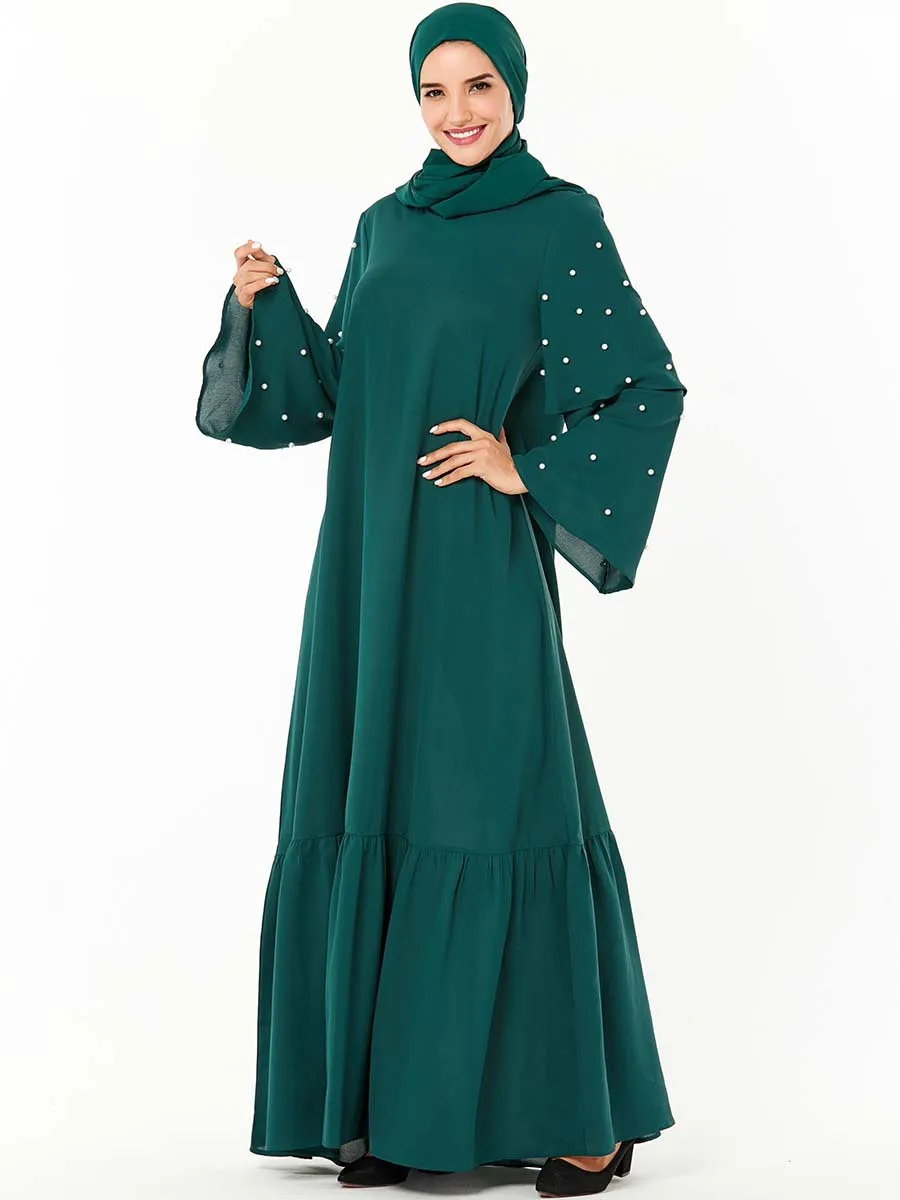 Элегантное мусульманское Бисероплетение abaya Макси платье полное свободное кимоно длинные халаты Рамадан Eid Ближний Восток арабский Исламская, молитвенная одежда