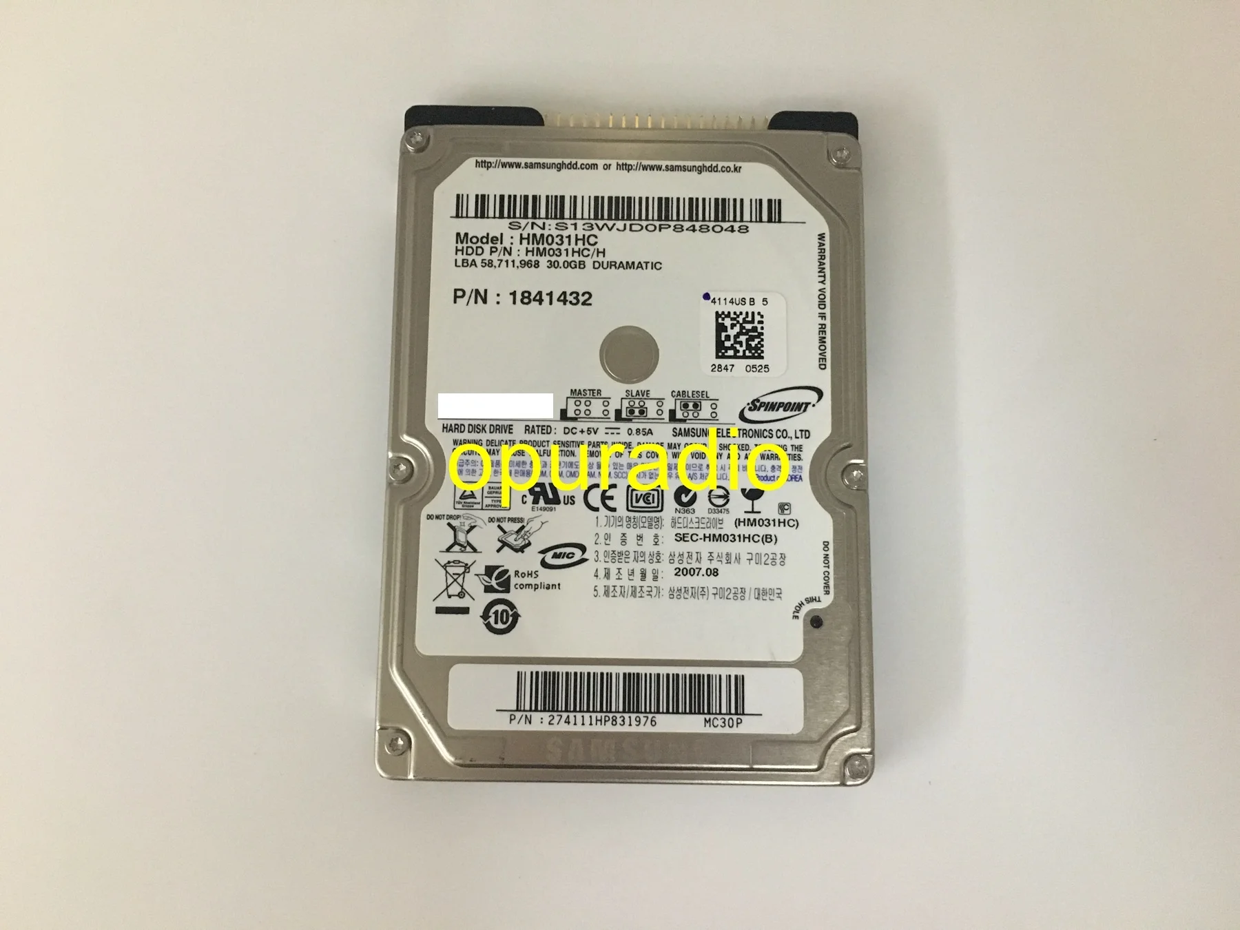 Free Shipping Original Opuradio HDD 30GB Hard Disk drive HM031HC PN1932020 for Chrysler Mercedes NTG4 car dvd audio