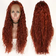 BM темно-оранжевый волна воды синтетический 13*4 Кружева передний парик жаропрочных волокна Hiar естественные волосы Расставание для женщин парики