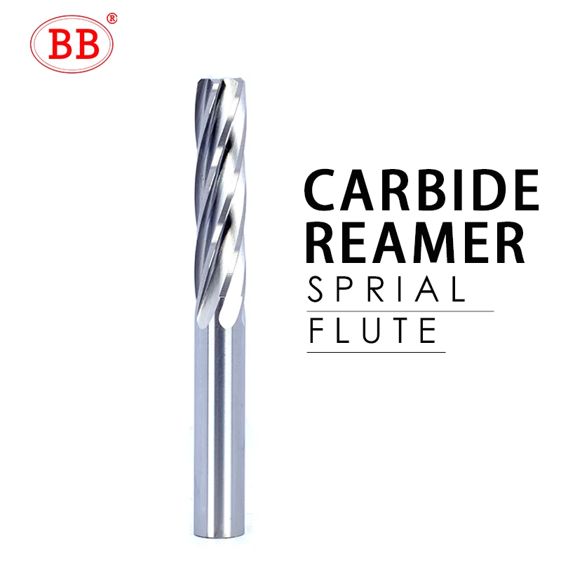 Carbide Reamer BB Carbide Machine Reamer Spiral Flute Uncoated H7 Tolerance Chucking Metal Cutter 6 Flutes CNC