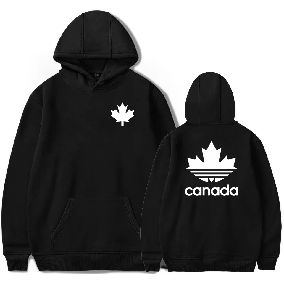 Новейший канадский пуловер с принтом кленовых листьев, толстовка унисекс высокого качества в стиле хип-хоп, уличная одежда размера плюс, толстовки - Цвет: Black-white