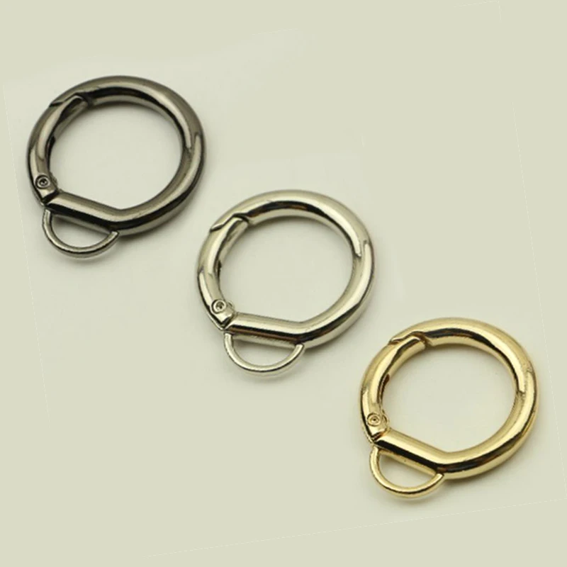 

Hot Sale Handbag Button Metal Connector 3 Color Spring Round Shoulder Bag Chain Buckle Clasps For Bags Accessories Decoration