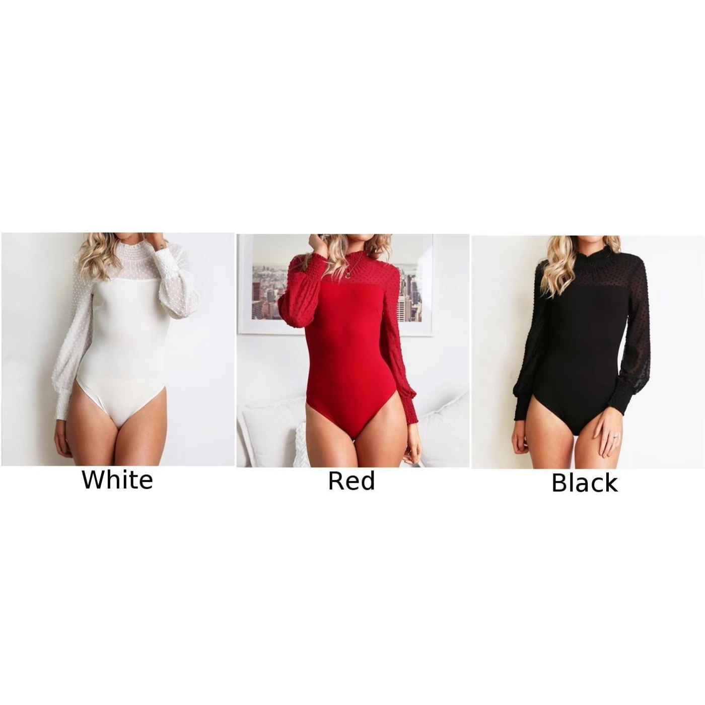 Ladies Long Sleeve Solid Jumpsuit High Neck Slim Fit Bodycon Tight Sexy Bodysuit