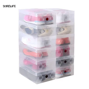 

20pcs children/women/men Transparent Clear Plastic Shoes Storage Boxes Foldable Shoes Case Holder Portable Home storage Boxes