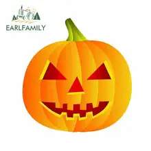 EARLFAMILY 13cm x 9.1cm Cartoon Halloween Pumpkin Oem Funny Car Stickers Vinyl JDM Bumper Trunk Truck Graphics Waterproof Anime