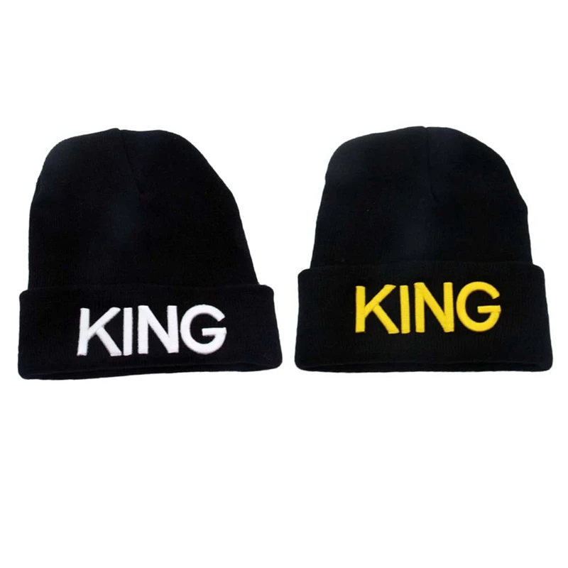 Шапка KING QUEEN зимние шапки пара капот хип-хоп горячая Распродажа для мужчин и женщин теплая вязаная шапка пара теплая зимняя Кепка черный