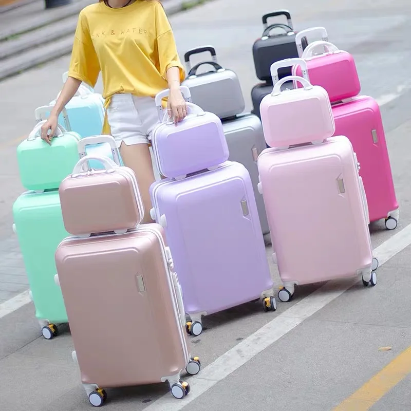 Juego de maletas con ruedas para mujer, Maleta de viaje con ruedas  giratorias, ABS + PC|Equipaje con ruedas| - AliExpress