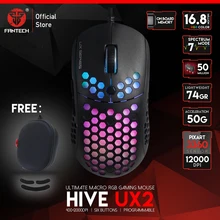 FANTECH UX2 Gaming Mouse Lightweight Honeycomb Shell 74G And PIXART 3360 500 To 12000 DPI RGB Marco Mouse For PC Gaming Gamer