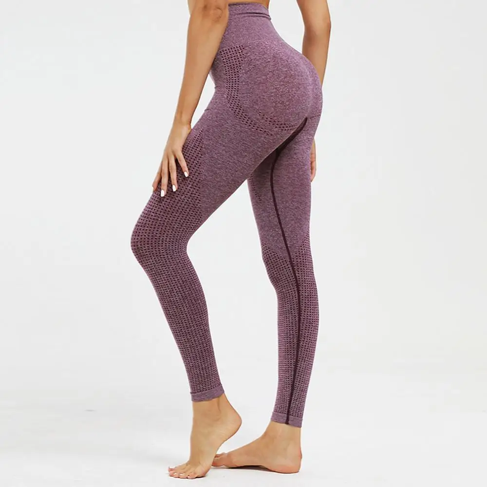 

New Slim Fit Design Wide Waistband Knit Seamless Yoga Legging Comfortable Stretch Fabric Yoga Pants Wholesale Quick delivery