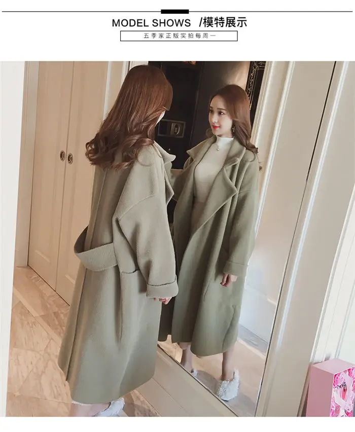 Large Size Women's Woolen Coat Autumn Winter New Plus Velvet Slim Jacket Woman Loose Long Casaco Feminino Inverno f2359