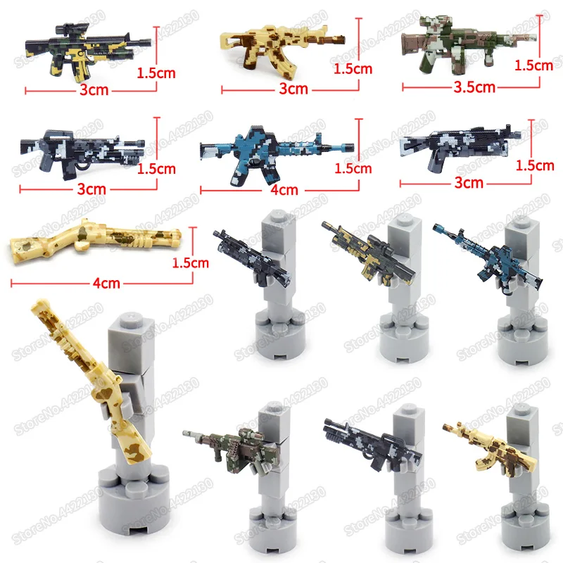 

Military Weapons Building Blocks PUBG Camouflage Combat WW2 Set Figures Soldier Special Forces Diy Army Boy Christmas Gifts Toys