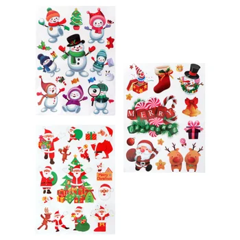 

3Pcs Christmas Window Stickers Cartoon Lovely Decals Festival Mall Decoration