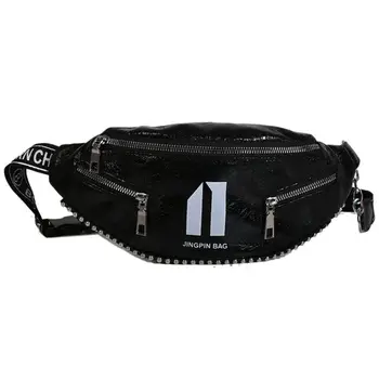 

Women PU Leather Waist Bag Chain Fanny Pack Travel Belt Chest Purse Shoulder Bags Rivets Punk Stud Tote 23GE