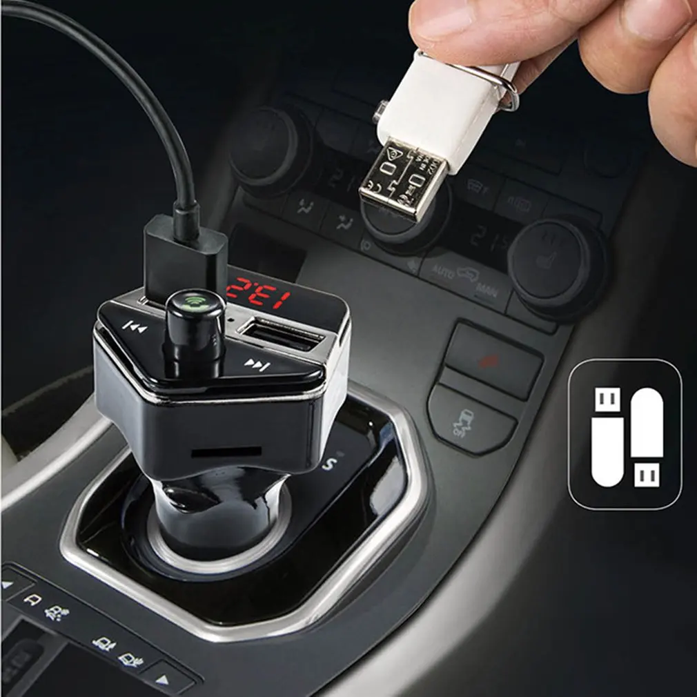 Мини Автомобильный MP3 Hansfree fm-передатчик 3.1A два порта USB зарядное устройство музыкальный плеер Поддержка TF карта u-диск