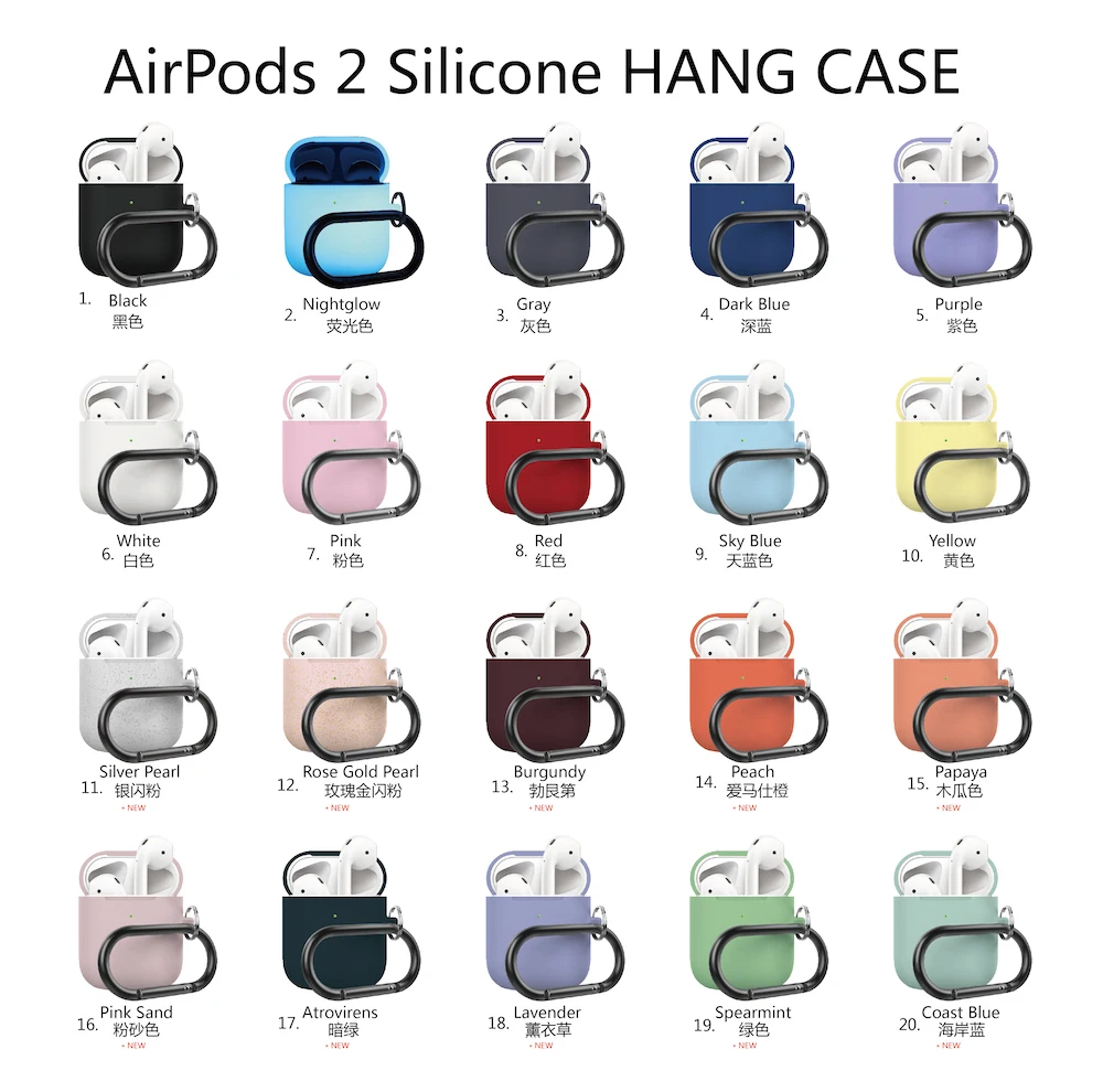 Чехол для наушников с капюшоном для Airpods, милый силиконовый чехол для наушников с Bluetooth, защитный чехол-2 поколения, 20 цветов